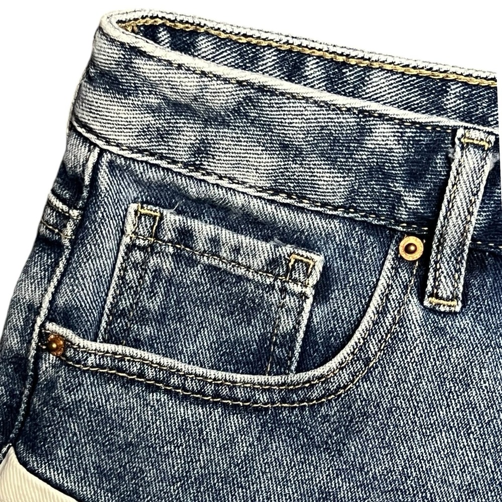 PacSun Jean Denim Shorts 26 Patchwork Frayed Hem High Rise Festival Boho Indie - Picture 4 of 12